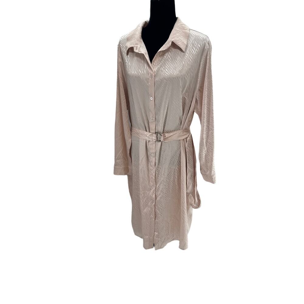 Shein Curve 1x Button Down shirt dress Cream